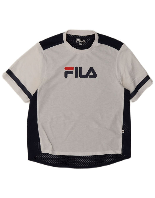 Женская футболка с рисунком Fila Top UK 14, средний белый цвет, полиэстер с цветными блоками