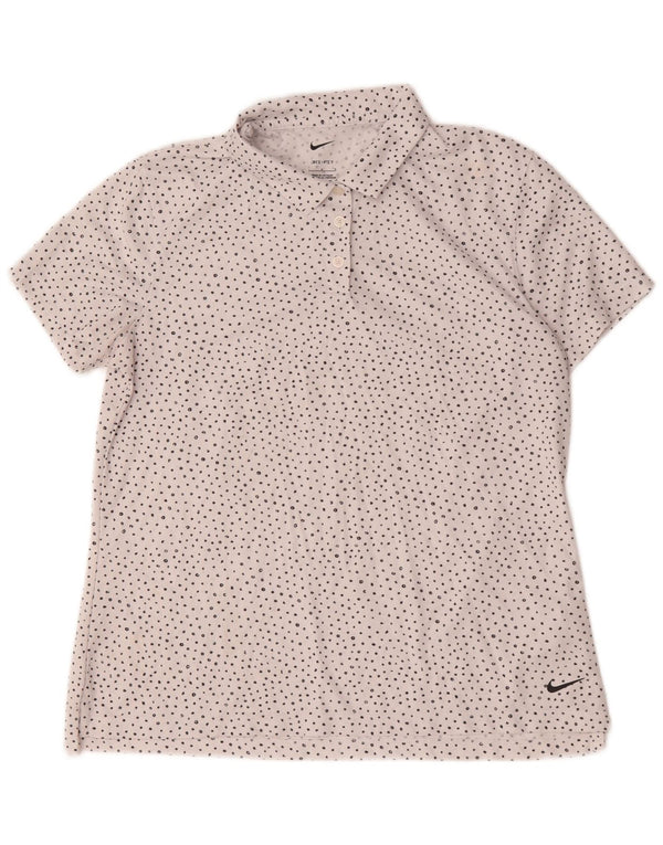 Женская рубашка-поло Nike Dri Fit UK 16, полиэстер, большой белый пятнистый цвет