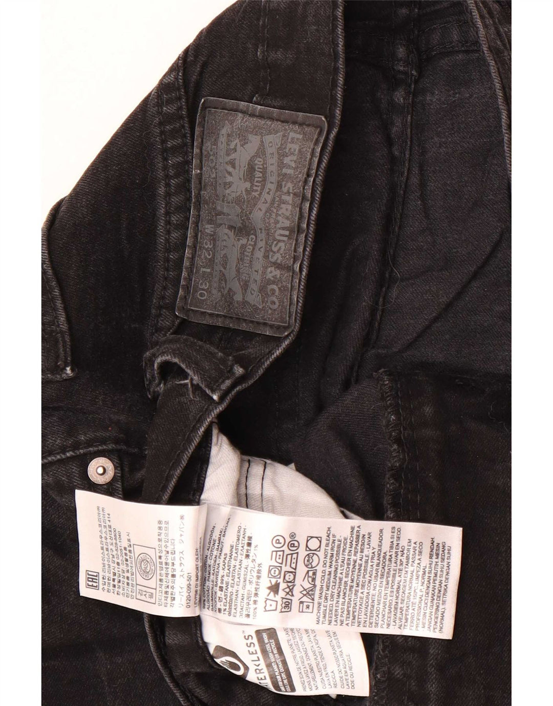 Мужские зауженные джинсы Levi's 502 W32 L27, черный хлопок