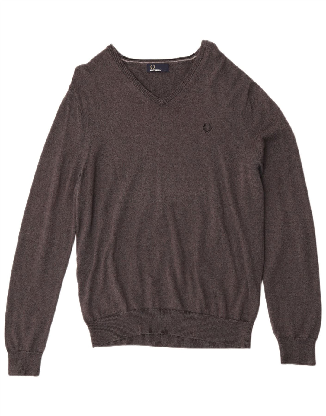 Мужской джемпер с v-образным вырезом Fred Perry, большой серый цвет из мериносовой шерсти