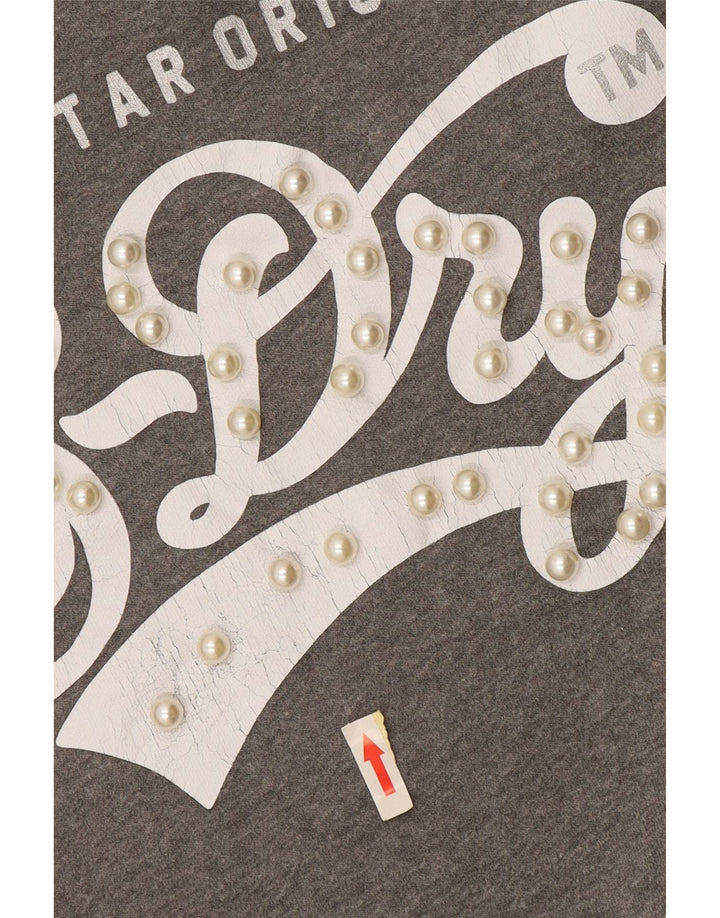 Женский джемпер оверсайз Superdry UK 14, средний серый цвет с цветными блоками