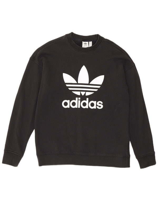 Женский джемпер большого размера с рисунком Adidas UK 10, маленький черный хлопковый