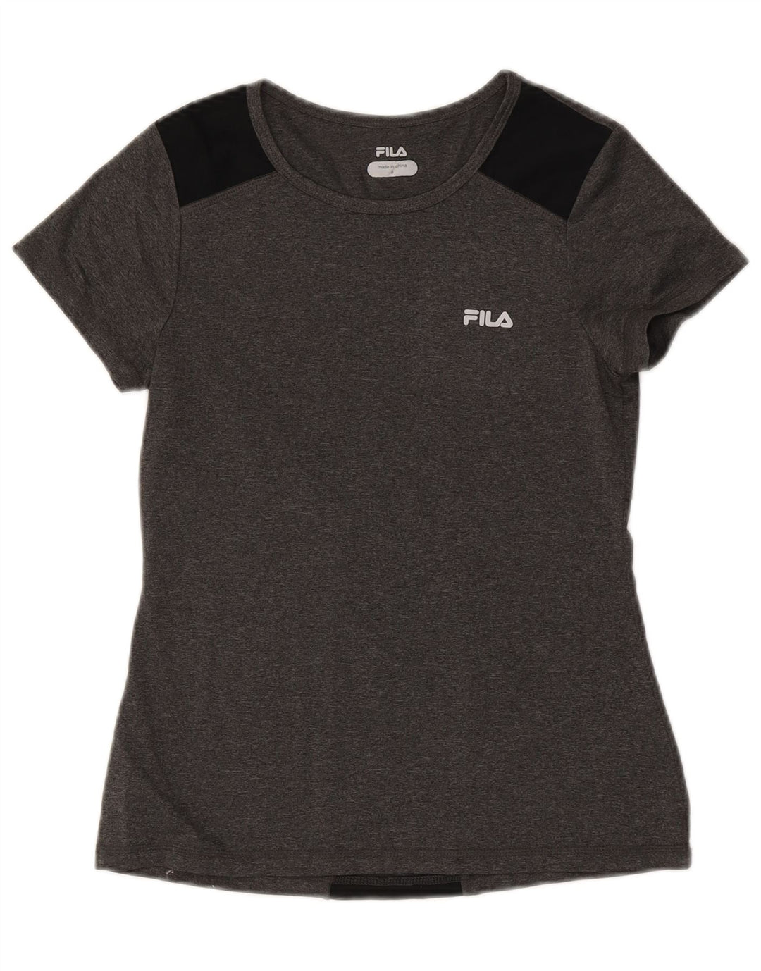Женская футболка Fila Top UK 8, маленькая, серая, полиэстер с цветными блоками