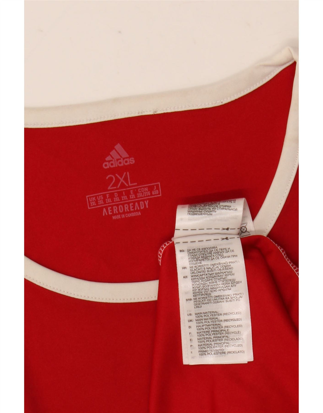 Мужская футболка Adidas Aeroready Top 2XL Красный полиэстер с цветными блоками