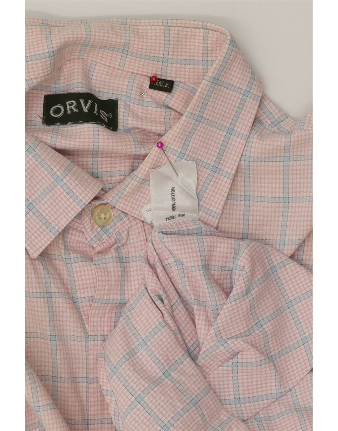 Мужская рубашка Orvis 2XL из хлопка в розовую клетку