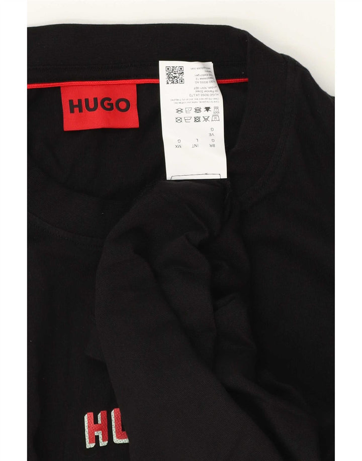 Мужская футболка с рисунком Hugo Boss, большой черный хлопок