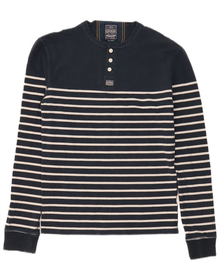 Мужской топ Superdry Regular с длинным рукавом, средний темно-синий в полоску, хлопок