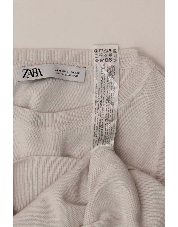 Женский укороченный жилет Zara UK 12, средний белый, вискоза