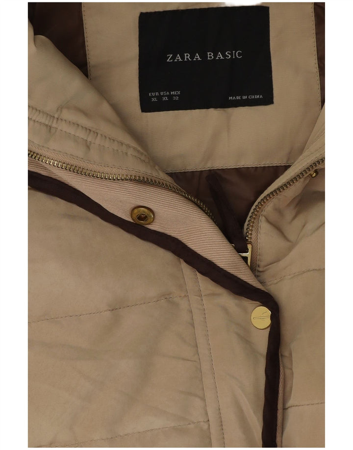 Женская стеганая куртка Zara UK 18 XL, бежевый полиэстер