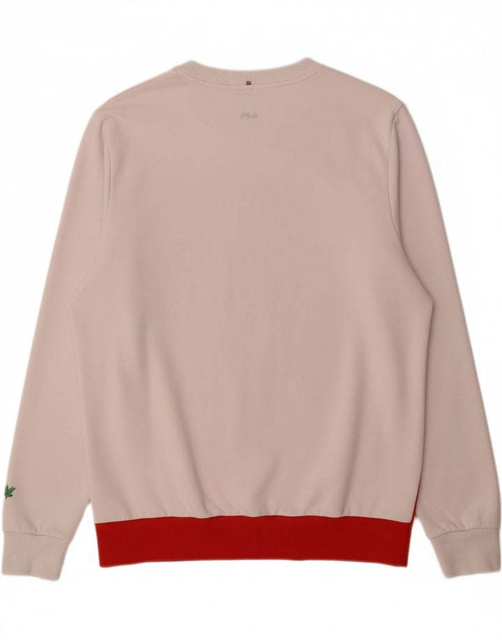 FILA Mens Graphic Sweatshirt Jumper IT 52 Large Red Colourblock Cotton Vintage Fila and Second-Hand Fila from Messina Hembry 