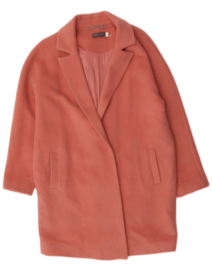 Женское открытое пальто большого размера MINT VELVET UK 14, большое розовое шерстяное пальто