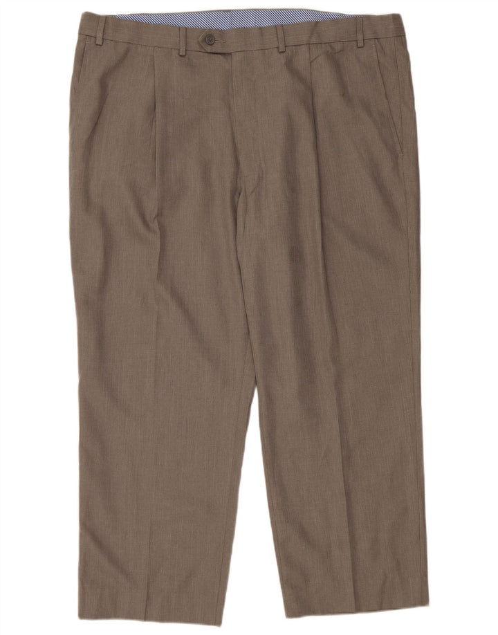 MARKS & SPENCER Mens Straight Suit Trousers W42 L26 Grey Polyester