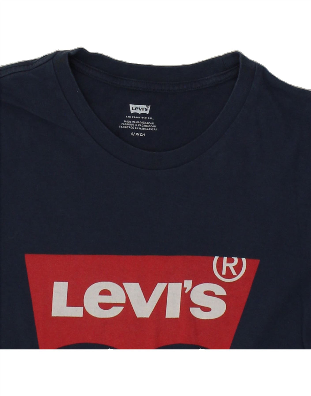 LEVI'S Mens Graphic T-Shirt Top Small Navy Blue Cotton Vintage Levi's and Second-Hand Levi's from Messina Hembry 