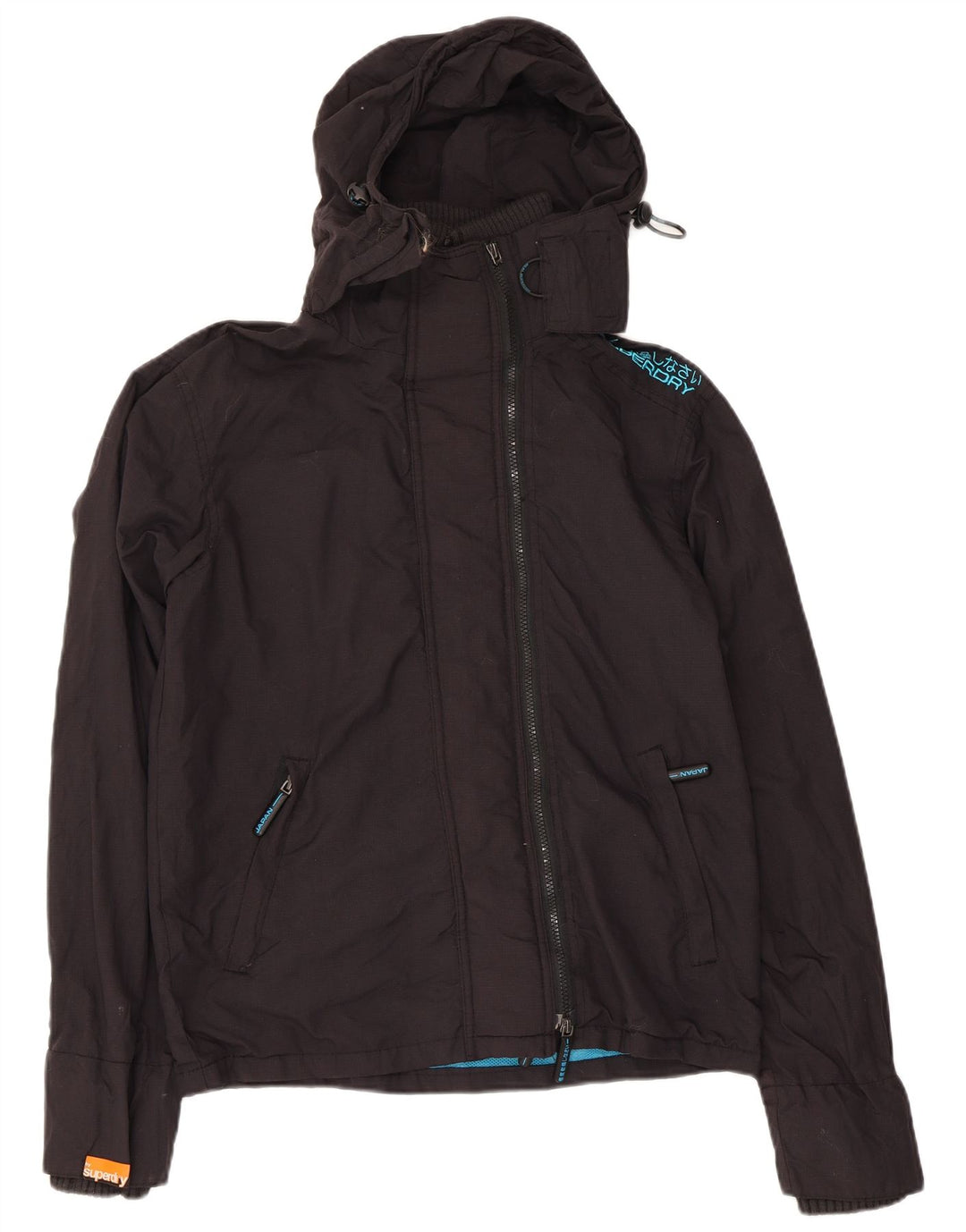 Мужская дождевик с капюшоном Superdry UK 36, маленький черный нейлон