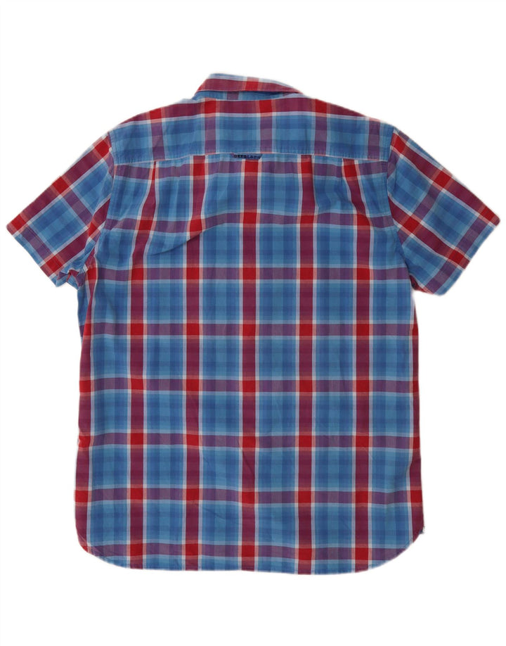 Superdry Мужская рубашка с коротким рукавом 2XL, синяя клетка, хлопок