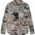 Женская рубашка с газетным рисунком Desigual UK 14, средний разноцветный хлопок