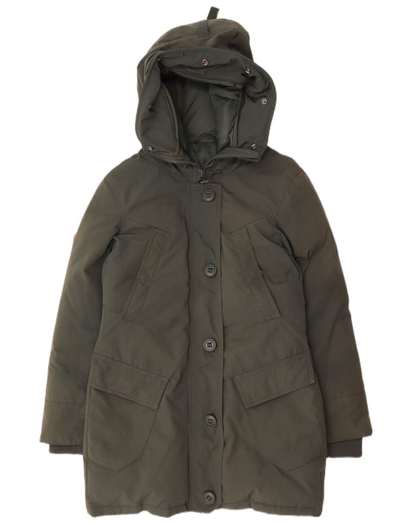 Женское стеганое пальто с капюшоном Superdry UK 10, маленький зеленый нейлон