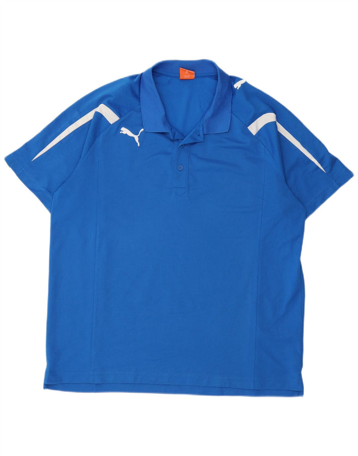 Мужская рубашка-поло Puma 2XL, синяя, полиэстер с цветными блоками