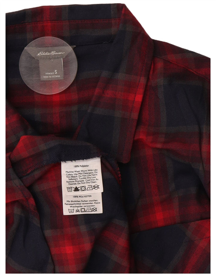 Женская фланелевая рубашка EDDIE BAUER UK 10, маленькая, темно-синяя, полиэстер в клетку