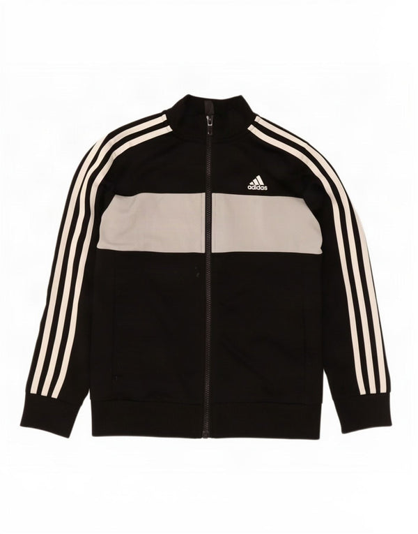 Спортивный костюм Adidas для мальчиков, верхняя куртка 9-10 лет, черный полиэстер с цветными блоками