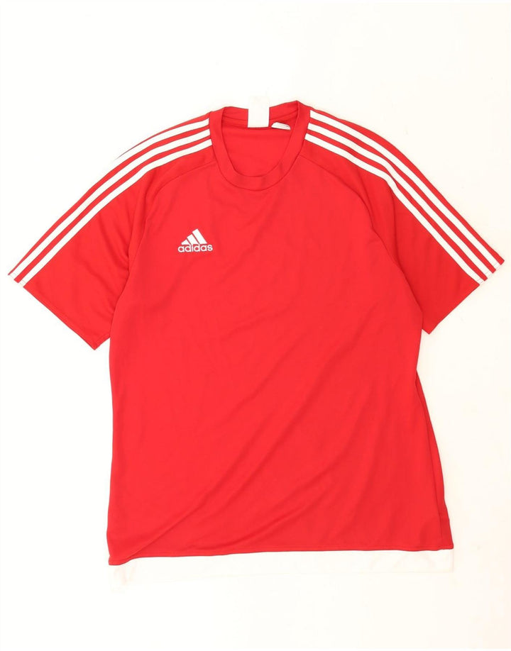 Мужская футболка Adidas Climalite с рисунком, большой красный полиэстер