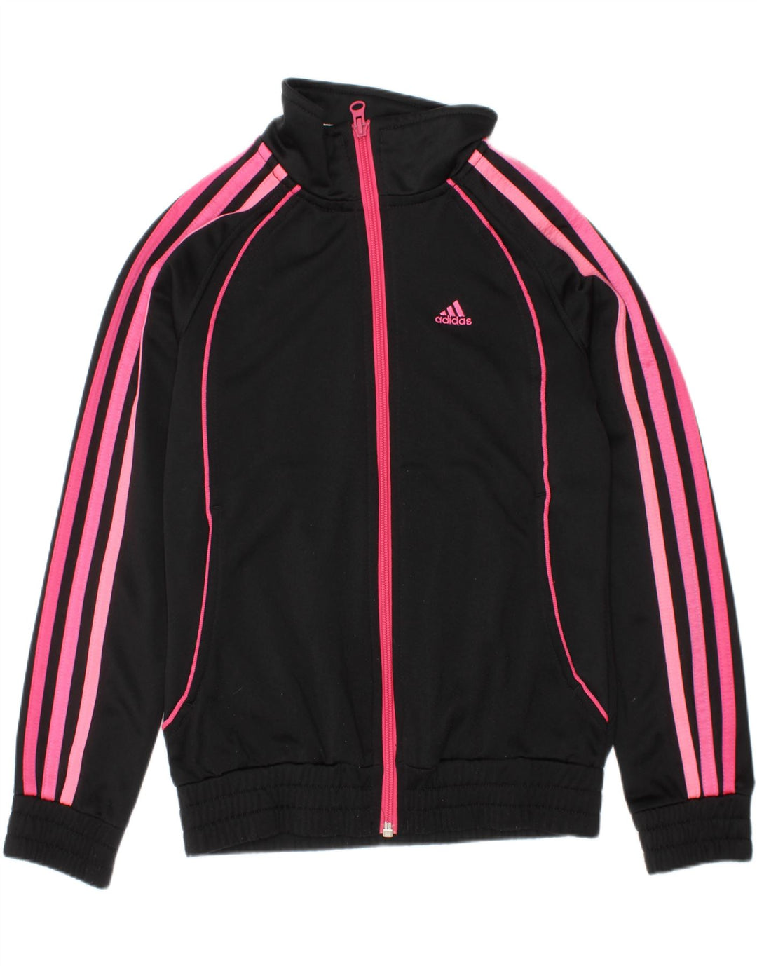 Спортивный костюм Adidas для девочек, верхняя куртка 9-10 лет, черный полиэстер