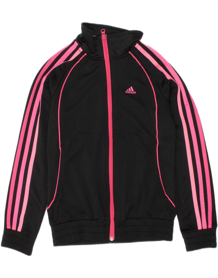 Спортивный костюм Adidas для девочек, верхняя куртка 9-10 лет, черный полиэстер