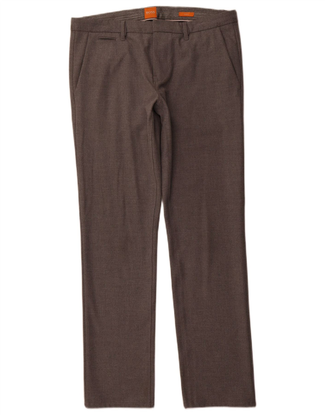 Мужские костюмные брюки узкого кроя HUGO BOSS W33 L32, серый полиэстер