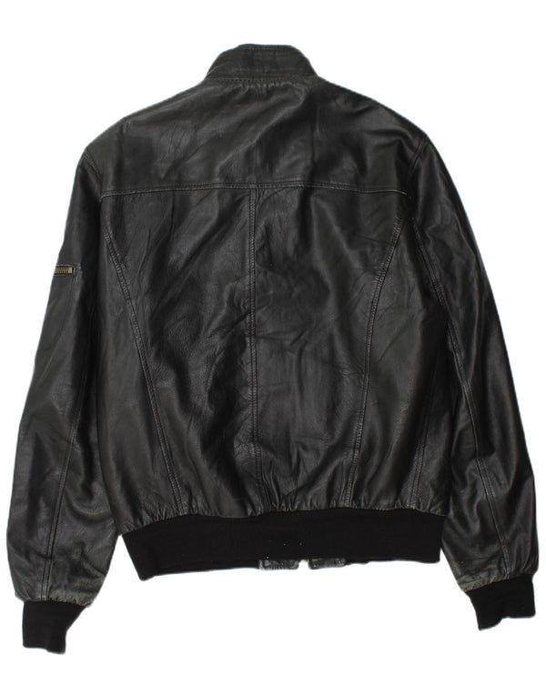 Винтажная мужская кожаная куртка UK 44 2XL черная кожа