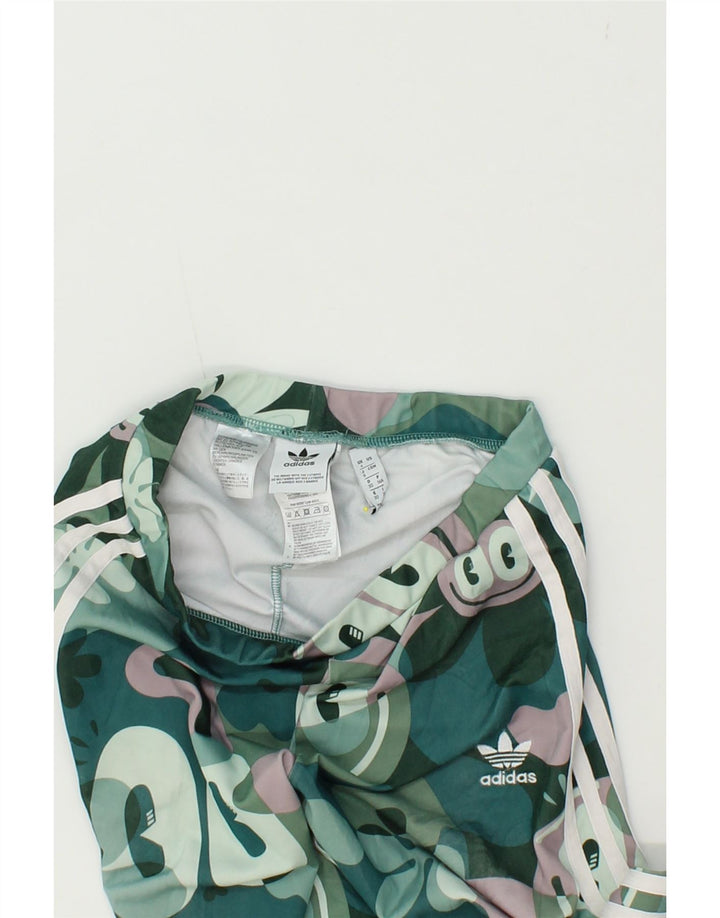 ADIDAS Womens Graphic Leggings UK 4 XS Green Polyester Vintage Adidas and Second-Hand Adidas from Messina Hembry 