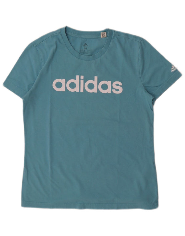 Женская футболка с рисунком Adidas Top UK 12/14, средний синий хлопок