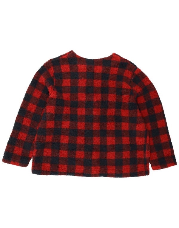 Lee Womens Loose Fit Fleece Jacket UK 18 XL Red Gingham Polyester