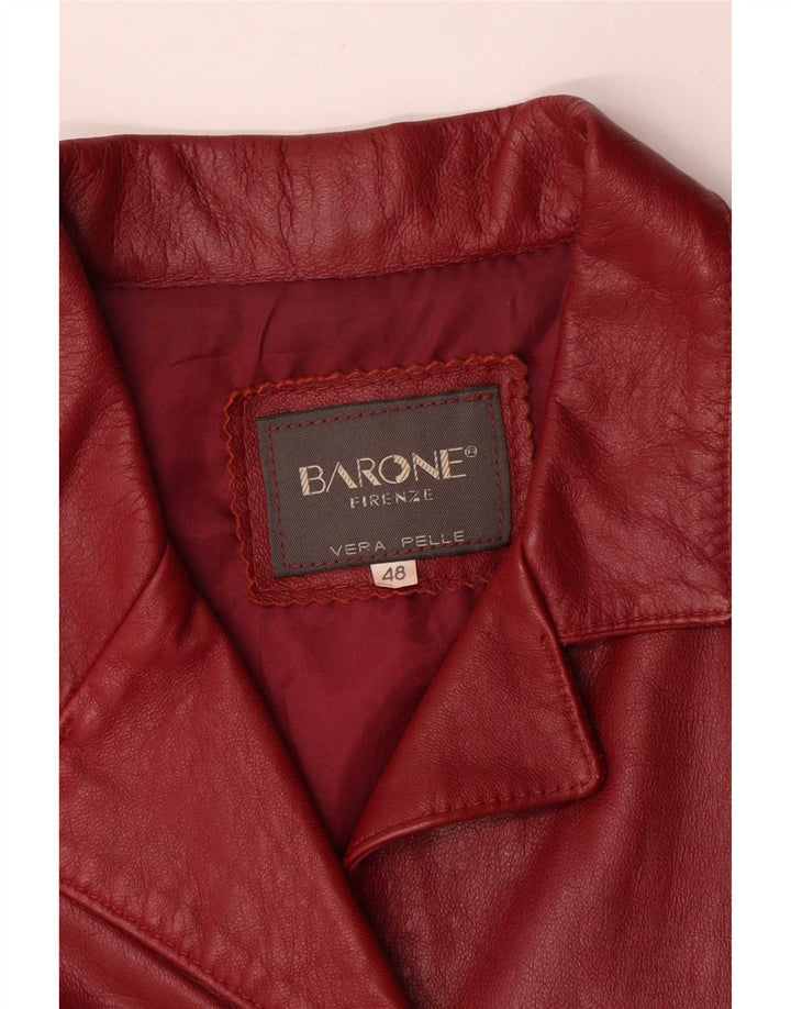 Женский кожаный пиджак Barone на 4 пуговицах IT 48 XL Красный кожаный