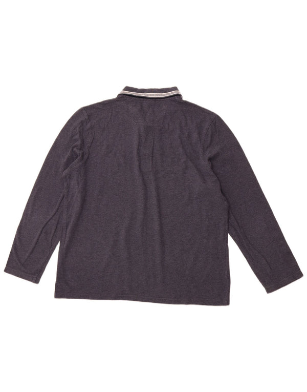 Мужская рубашка-поло обычного кроя с длинным рукавом HUGO BOSS XL, темно-синяя, хлопок