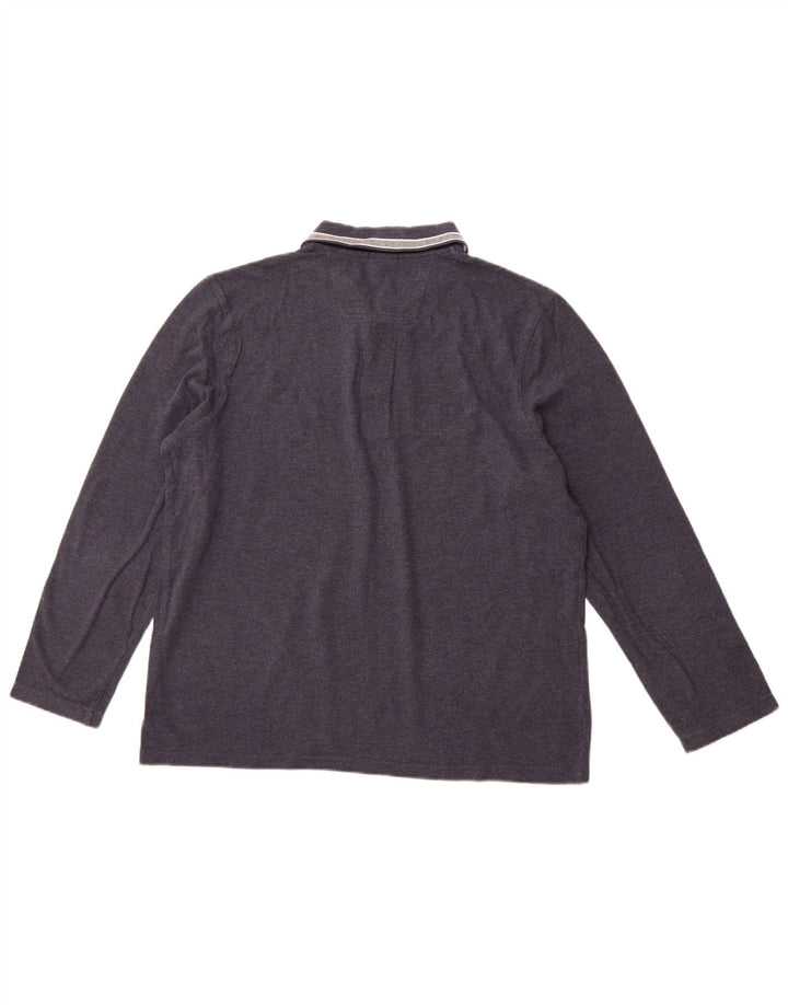 Мужская рубашка-поло обычного кроя с длинным рукавом HUGO BOSS XL, темно-синяя, хлопок