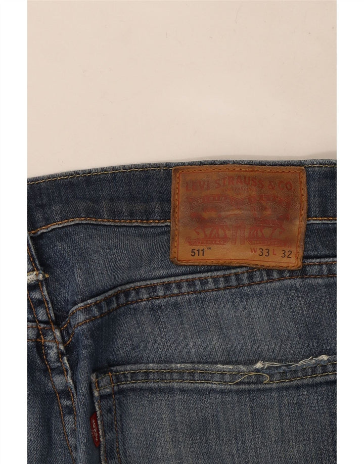 Мужские джинсы Levi's 511 с потертостями W33 L32 синие