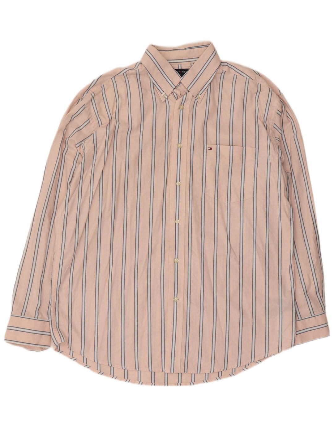Мужская рубашка Tommy Hilfiger из хлопка в большую розовую полоску