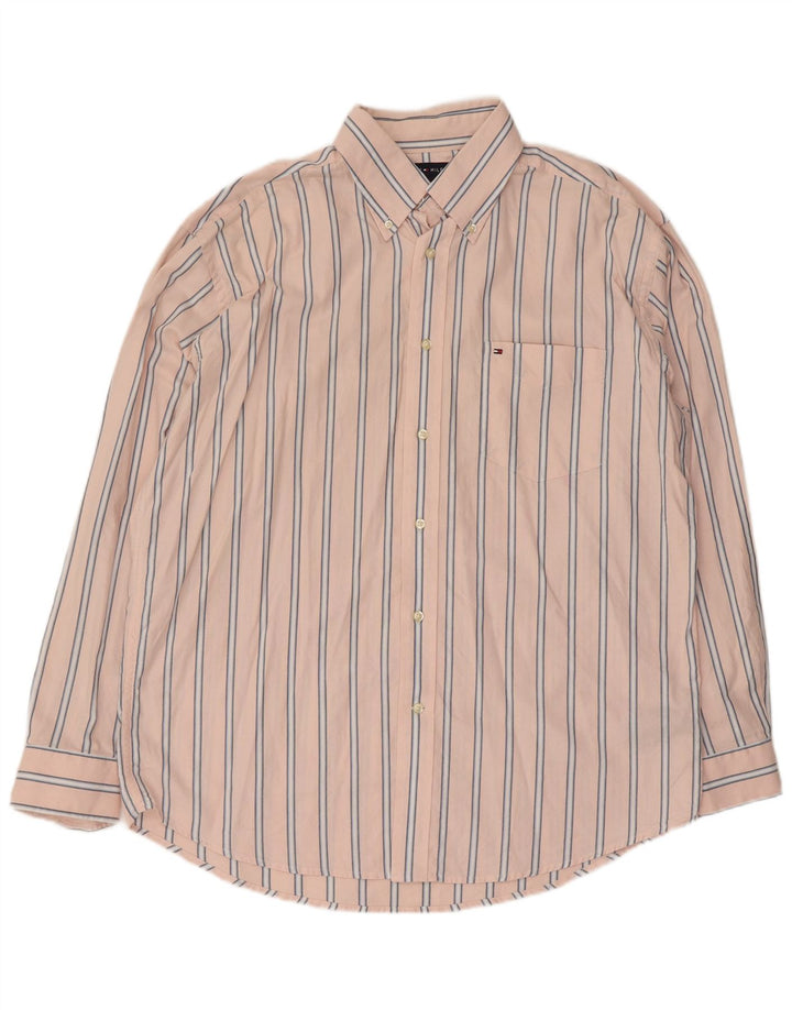 Мужская рубашка Tommy Hilfiger из хлопка в большую розовую полоску
