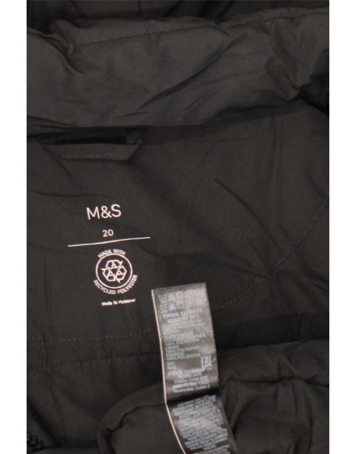 Женская стеганая куртка с капюшоном Marks & Spencer UK 20 2XL, черный полиэстер
