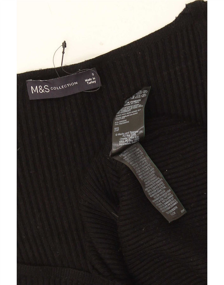 Женский топ с длинным рукавом Marks & Spencer UK 8, маленький, черный, вискоза