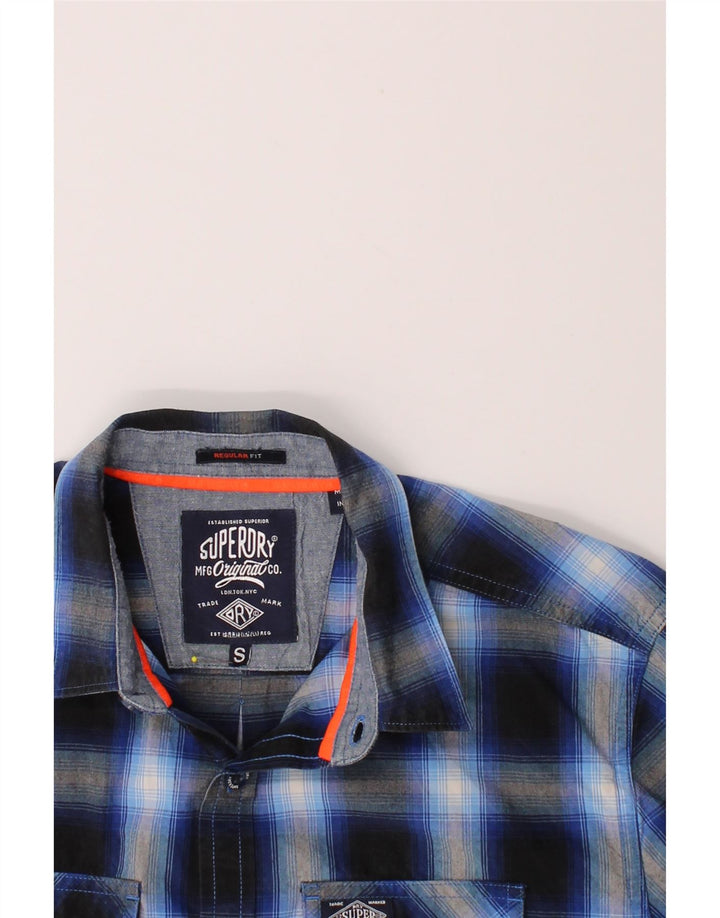 SUPERDRY Mens Regular Fit Shirt Small Blue Check Cotton Vintage Superdry and Second-Hand Superdry from Messina Hembry 