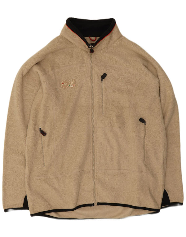 Мужская флисовая куртка Fila UK 44 2XL бежевый полиэстер с цветными блоками
