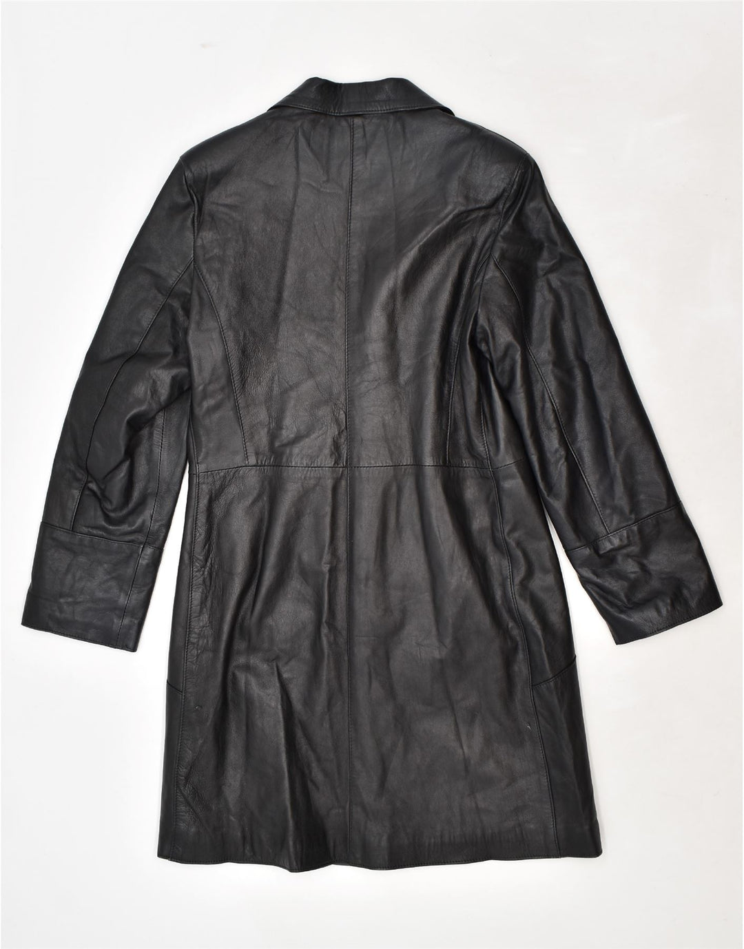 VINTAGE Женское кожаное пальто IT 48 XL Черное кожаное