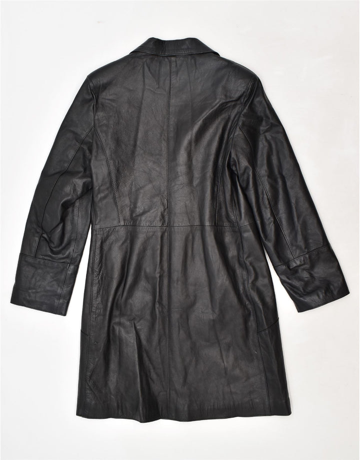 VINTAGE Женское кожаное пальто IT 48 XL Черное кожаное
