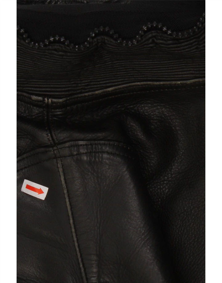 ВИНТАЖНЫЕ женские брюки EU 38 Medium W28 L27 Черные кожаные с цветными блоками