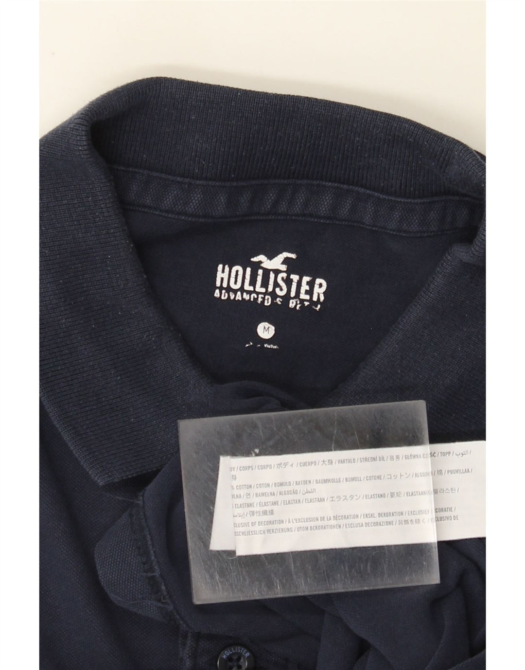 Мужская рубашка поло Hollister среднего размера, темно-синяя, хлопок