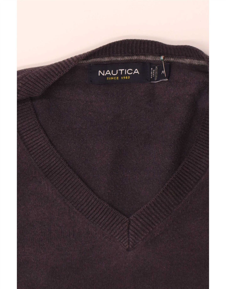Мужской джемпер с v-образным вырезом Nautica, средний темно-синий хлопковый свитер