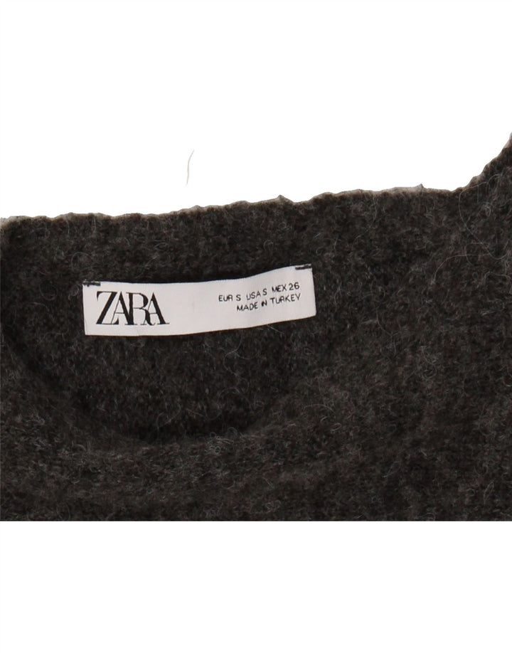 ZARA Womens Oversized Crew Neck Jumper Sweater UK 10 Small Grey Acrylic Vintage Zara and Second-Hand Zara from Messina Hembry 