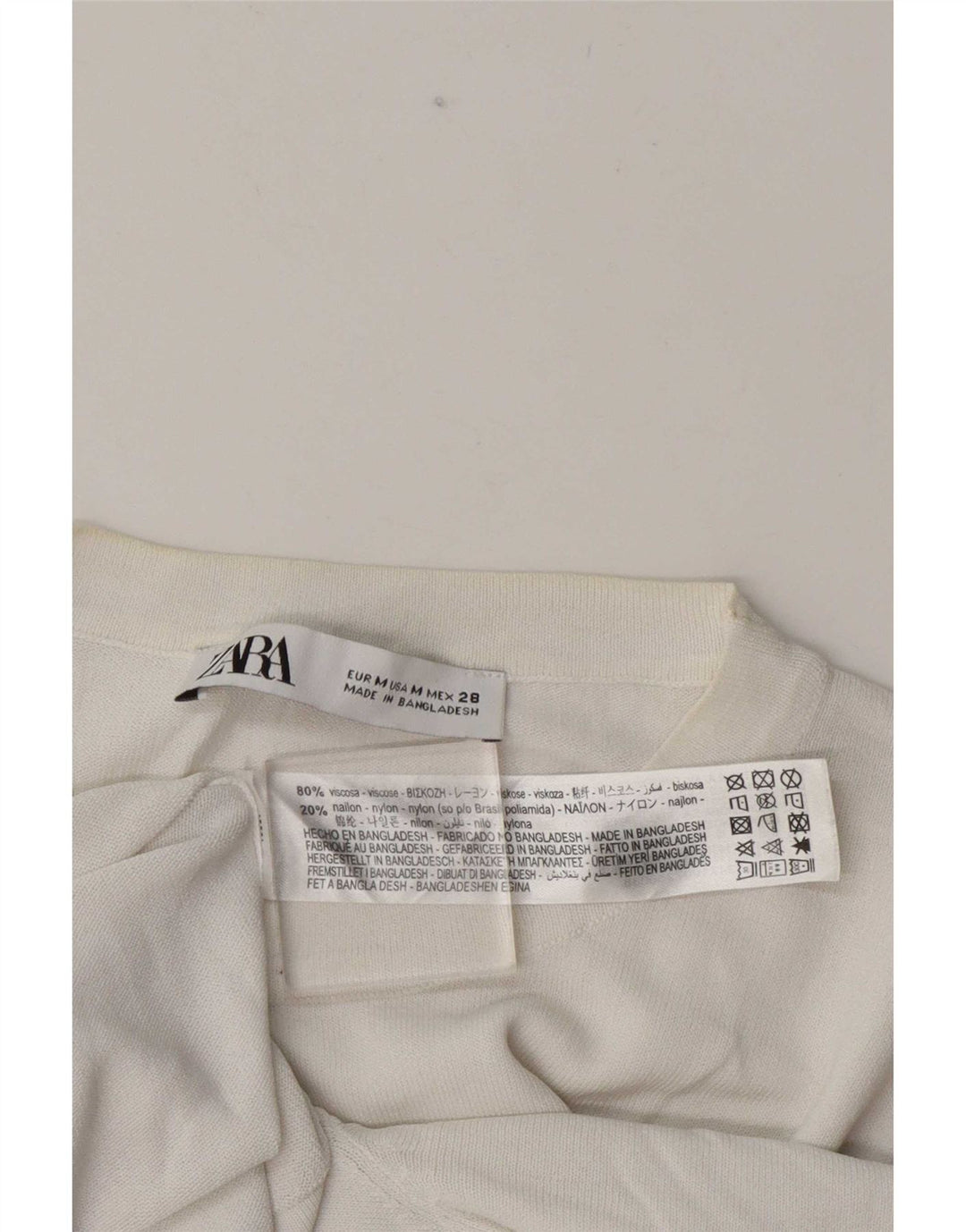 Женская футболка Zara Top UK 12 Medium White Viscose