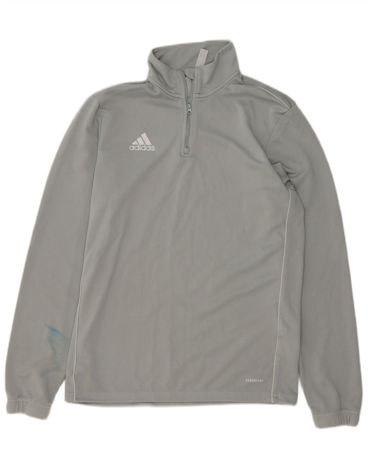 Мужской пуловер с воротником на молнии Adidas Aeroready, спортивный костюм среднего серого цвета из полиэстера